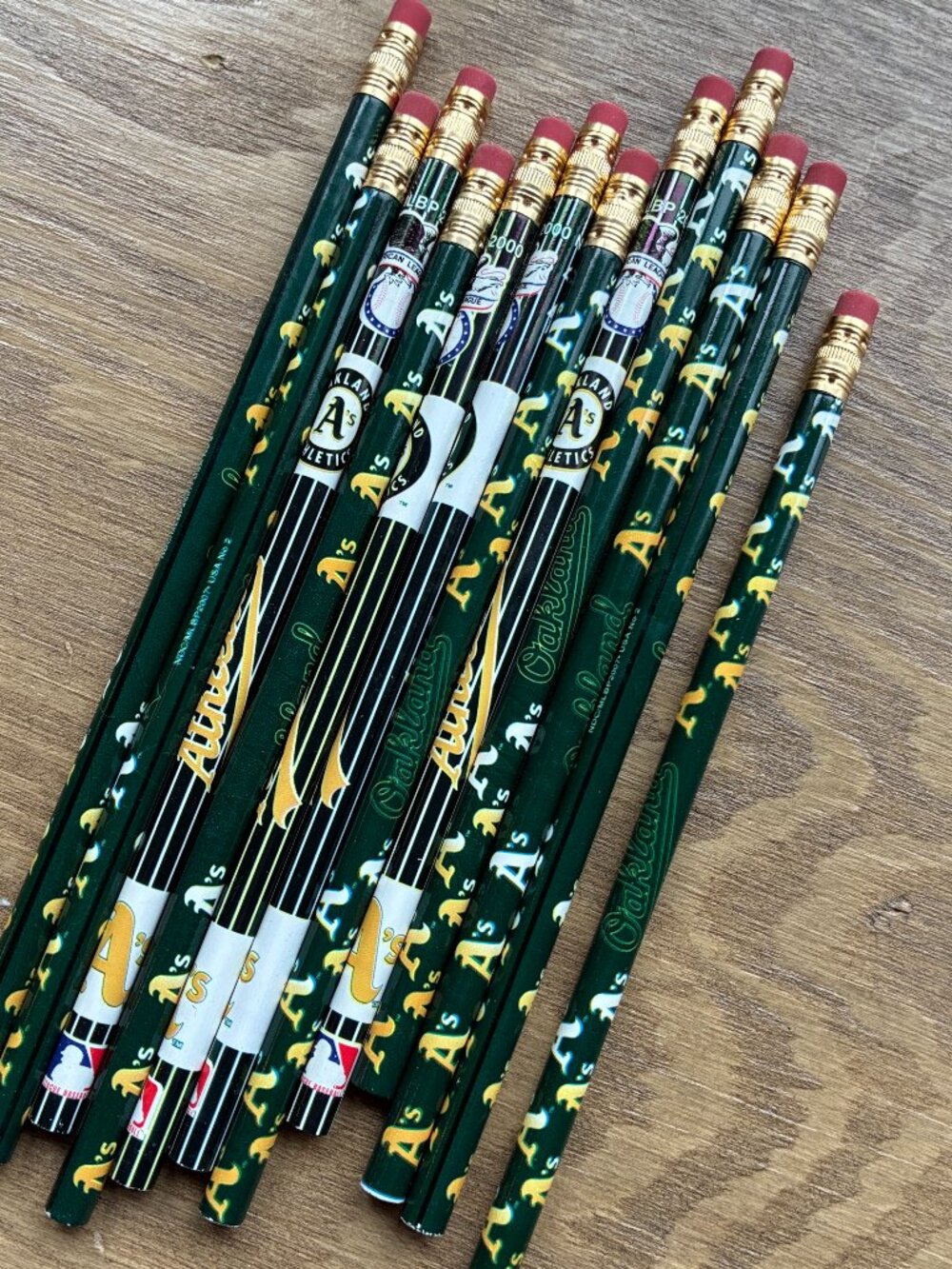 Vintage Oakland As Athletics Pencils 12 Total MLB Baseball Retro Unused